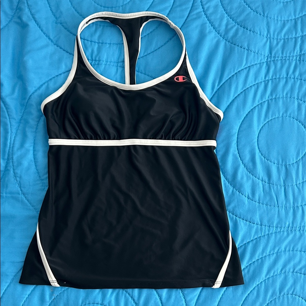 Champion Black Tank Top with White Accents
